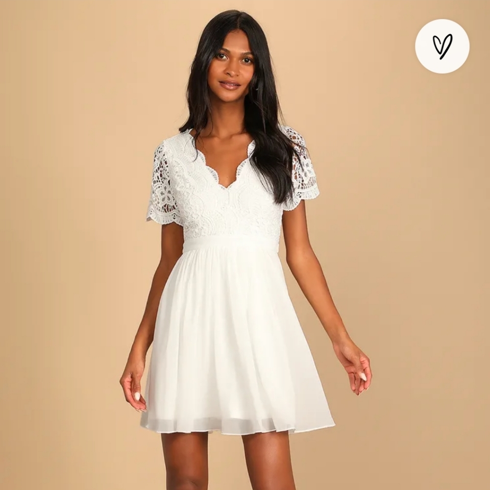 Angel in Disguise White Lace Skater Dress